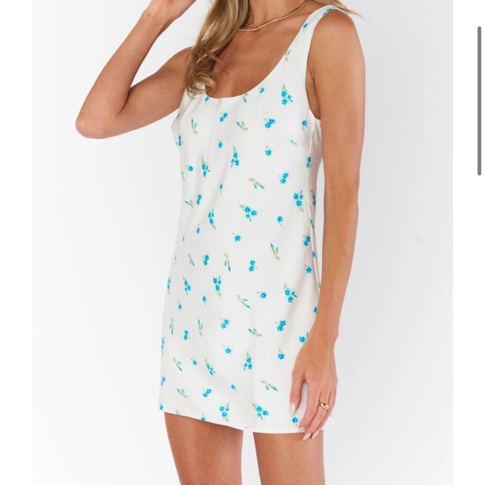 Show Me Your MuMu Floral Mini Dress - White and Blue